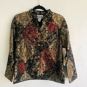 TANTRUMS Collection Woman Large Floral Boho Embroidered Jacket , Size Sm…